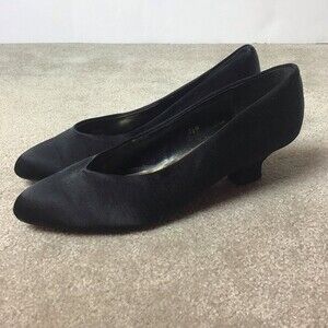J. Renee Black Satin Pumps Size 7.5M